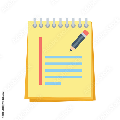 A yellow notepad with a pencil on top