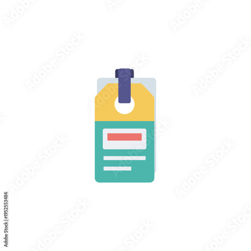 A colorful tag with a hole and lines