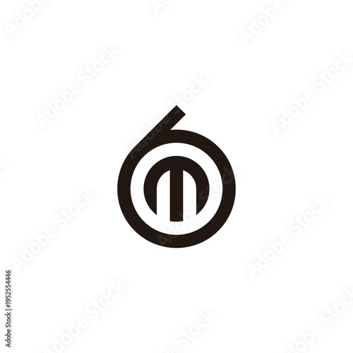 Letter m in 6, circle geometric symbol simple logo vector