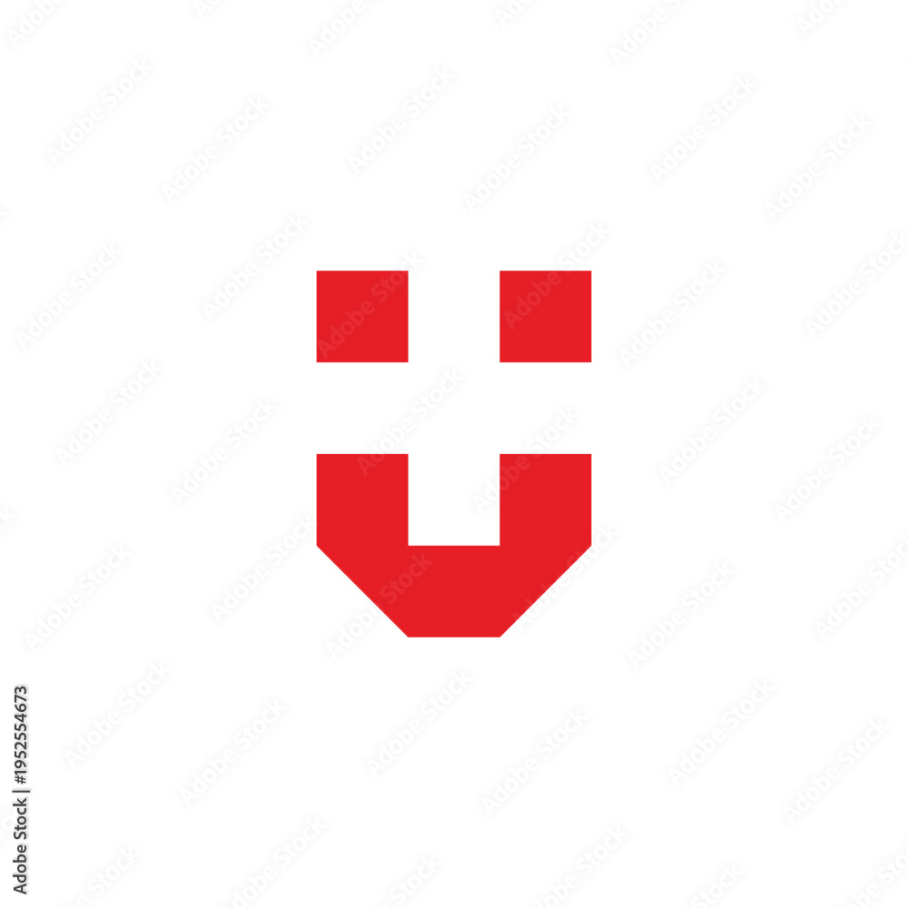 Fototapeta premium Letter U plus, square geometric symbol simple logo vector