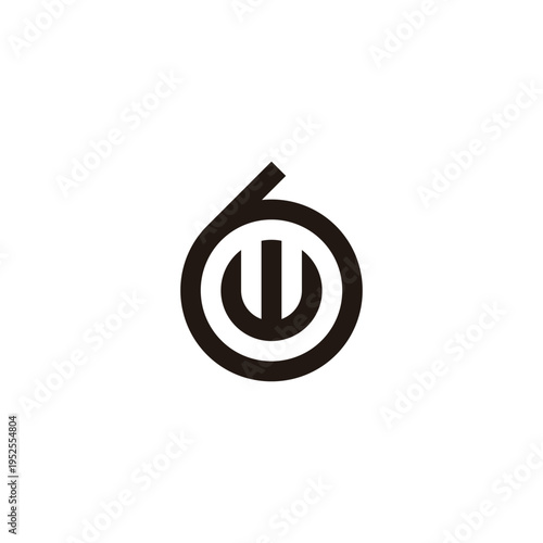 Letter w in number 6 circle geometric symbol simple logo vector