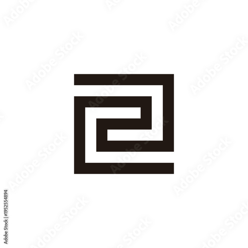 Number 2 square, spiral, double geometric symbol simple logo vector