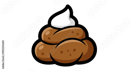 A cartoon illustration of a poop emoji.