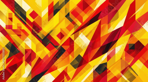 Abstract Geometric Background with Vibrant Red, Orange, and Yellow Shards
