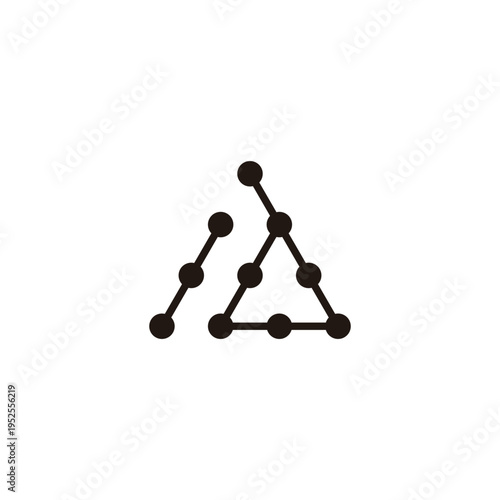 Letter d triangle, molecules geometric symbol simple logo vector