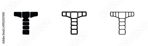 Human Spinal Column Icons Set. Vector Illustration of Black Silhouette, Thick and Thin Outline Vertebrae.