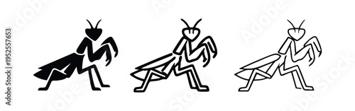 Praying Mantis Insect Icon Set - Entomology Vector Illustration