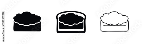 Creative sushi or snack bar icon set with wavy topping. Food illustration in different design styles.