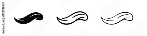 Stylized Wave and Hair Swirl Icon Set - Abstract Flowing Motion Graphic Elements for Design