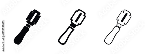 Dough Cutter Tool Icon Set - Pastry Wheel and Baking Utensil Symbols for Kitchen and Food Prep