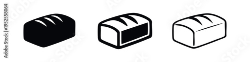 Scored Loaf of Bread Icon Set - Artisan Bakery and Freshly Baked Bread Symbols for Food