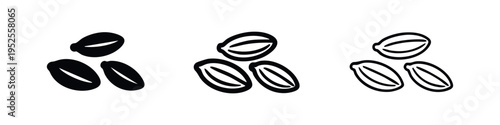 Coffee Beans Icon Set - Roasted Bean Symbols for Cafe, Espresso, and Beverage Graphics