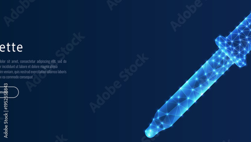 pipette Abstract glowing cosmetic pipette with drops of cosmetic oil on black backgound.
