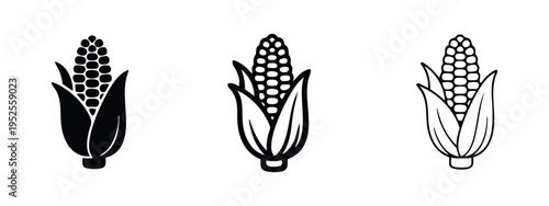Hand-Drawn Style Corn on the Cob Icons Set