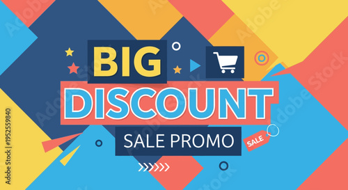Big discount sale promo advertisement sign.