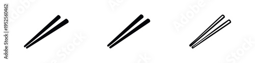 Minimalist Chopsticks Eating Utensil Icons - Rounded Asian Style Glyph Outline Vector Set