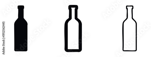 Wine Bottle Icon Set - Alcoholic Beverage Container