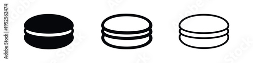 Layered Cookie or Macaron Icon Set. Sweet Sandwich Biscuit Symbols.