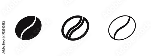 Coffee Bean Icon Set - Espresso and Caffeine Drink Symbol