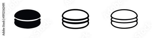 Layered Cookie or Macaron Icon Set. Sweet Sandwich Biscuit Symbols.