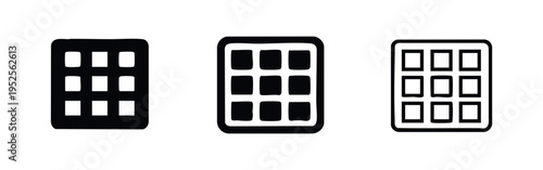 Application grid icon set, vector symbols for mobile app menu or gallery interface on white background, modern design