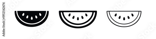 Watermelon slice icons set. Sweet summer fruit in different styles, flat vector illustration.