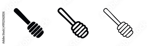 Honey dipper icons in solid, bold outline, and thin outline styles.
