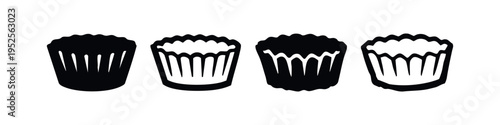 Muffin or Cupcake Wrapper Icons Set. Bakery Dessert Holder Vector Illustrations.