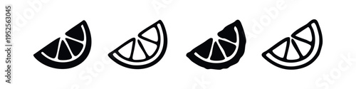 Lemon Slice Vector Icons. Set of Citrus Fruit Silhouettes and Outlines for Food and Drink Designs.