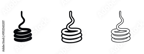 Coiled Intestine or Tube Icon Set: Abstract Human Anatomy Glyphs and Outline Vectors