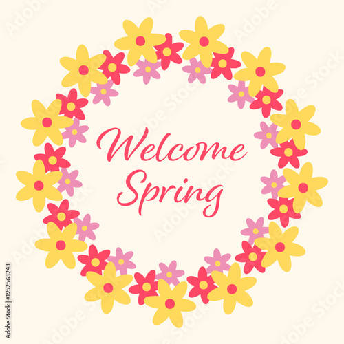 Clip art of hand drawn simple wreath of wildflowers on isolated background. Design for Mother’s Day, springtime and summertime celebration, scrap booking, wedding invitation, textile, home decor.