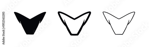 Inverted V Shape Icon Set - Downward Pointing Arrow or Abstract Symbol