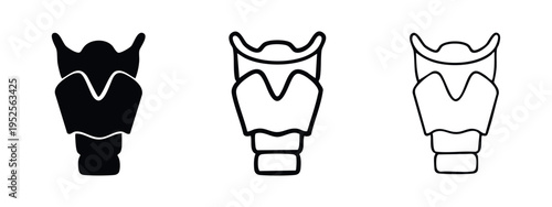 Human Larynx Voice Box Icon Set. Anatomy, Throat, and Respiratory System Symbol Collection.