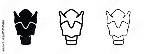 Larynx Human Anatomy Icon Set. Voice Box and Throat Organ Symbol Collection.