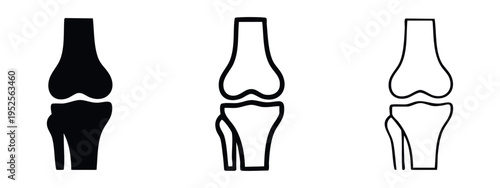 Human Knee Joint Icon Set. Anatomy of the Leg Bone and Skeletal System Symbol.