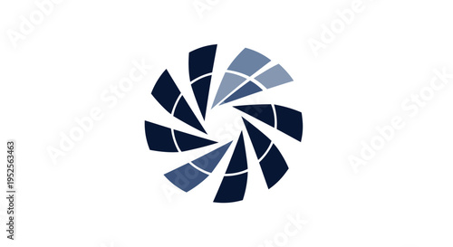 Abstract Circular Design with Rotating Elements in Blue Tones