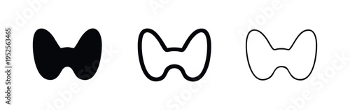 Human Thyroid Gland Icon Set. Endocrine System Anatomy Vector Illustration in Flat, Bold Outline, and Thin Outline Styles.