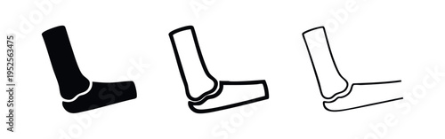 Human Elbow Joint Icon Set. Arm Bone Anatomy and Skeletal System Symbol.