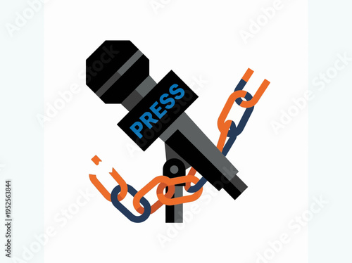 Breaking the chains of censorship Microphone symbolizing freedom of the press and free speech
