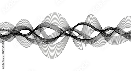 Overlapping Abstract Wavy Lines Pattern on Isolated White Background