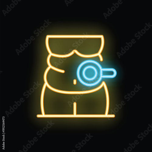 Neon illustration representing the concept of weight loss journey and body image concerns