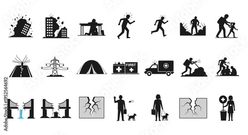 Black silhouettes of people working out.