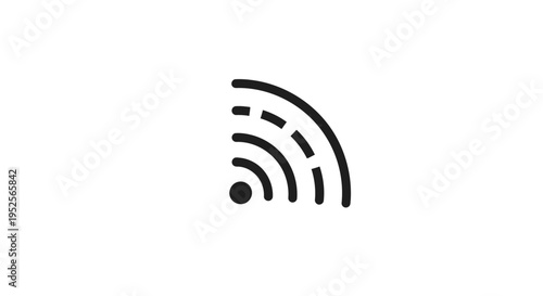 Wi-Fi Signal Icon with Wavy Lines, Isolated White Background