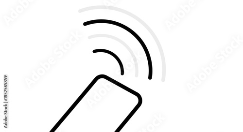 Minimalist Smartphone Icon Transmitting Wireless Signals on Isolated White Background