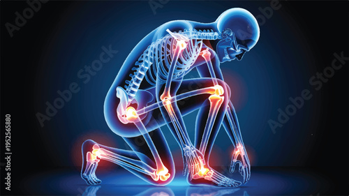 Medical illustration of body joints: a meticulously detailed medical illustration reveals the inner workings of a human.