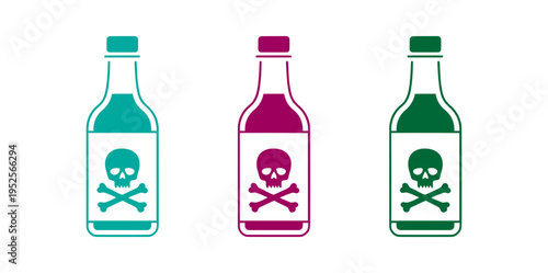 Colorful bottles with poison skull and crossbones labels