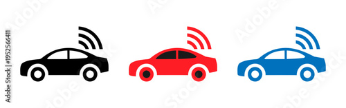 Three cars with wireless signal icons indicating connectivity features