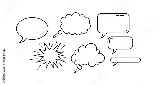Variety of Comic Style Speech and Thought Bubbles for Creative Storytelling on an Isolated White Background