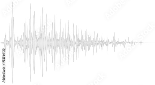 Abstract Gray Audio Sound Waveform Visualization with Peaks and Troughs on an Isolated White Background