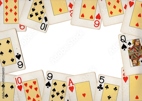 Tableau sur toile A montage of vintage playing cards on a white background.